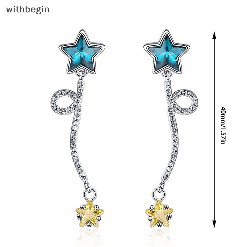 1 Đôi Bông Tai Tua Rua Hình Ngôi Sao Nhỏ Đính Đá Zircon Màu Vàng Dễ Thương Dành Cho Nữ