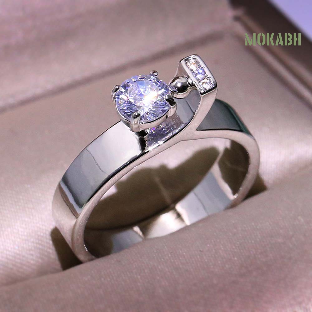 Nhẫn Đính Hôn Đính Đá Zircon Hình Tròn Dành Cho Nữ