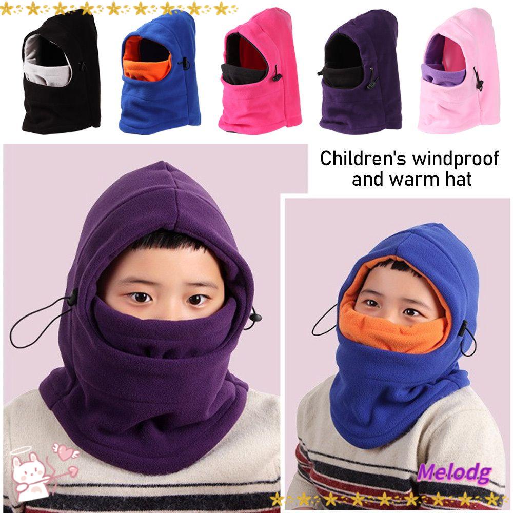 MELODG Mũ Trùm Đầu Giữ Ấm Cổ Bằng Lông Cừu Dành Cho Trẻ Em