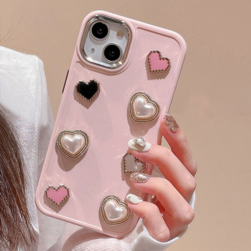 Ốp Điện Thoại TPU Mềm Chống Rơi Họa Tiết Trái Tim 3D Mạ Điện Cho IPhone 11 14 13 12 Pro Max