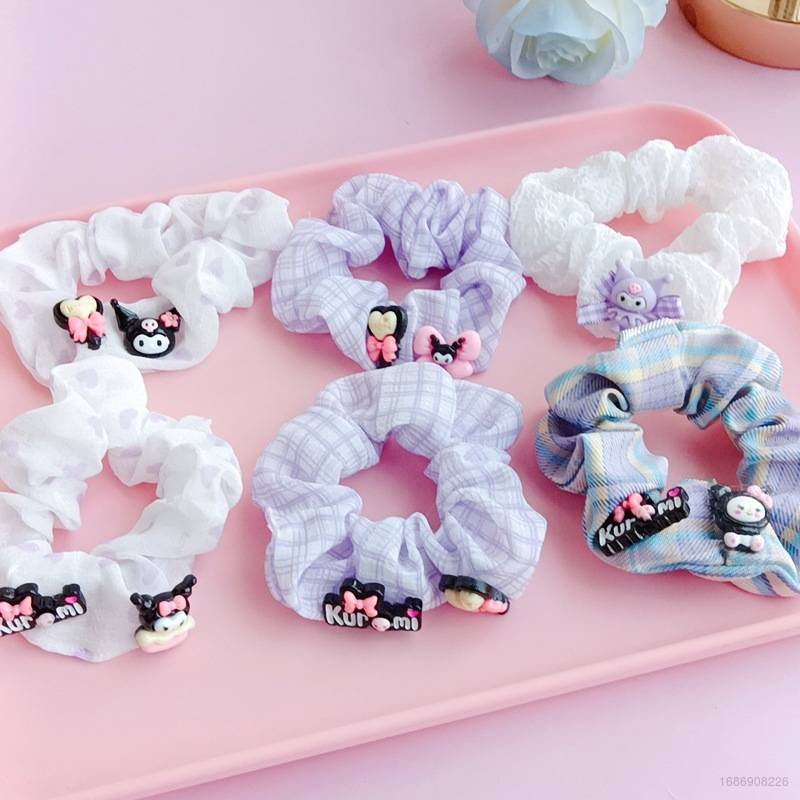 SANRIO Dây Cột Tóc Nhỏ Nhắn In Hình Kuromi Dễ Thương Cho Bé Gái