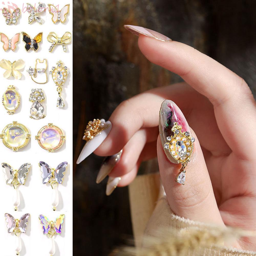 Set 10 phụ kiện bướm 3D trang trí móng tay lấp lánh