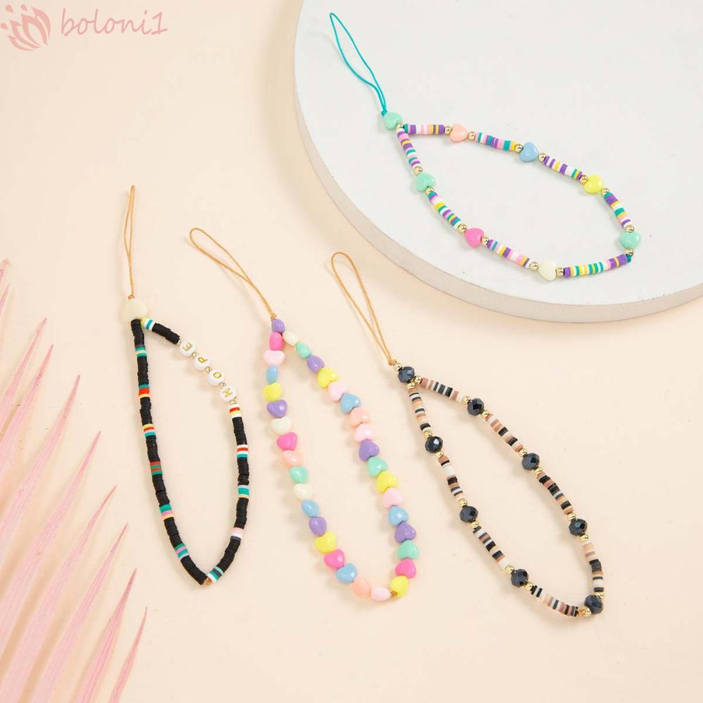 Dây Đeo Điện Thoại Xỏ Hạt Acrylic Chống Thất Lạc Phong Cách Bohemia Dành Cho Nữ