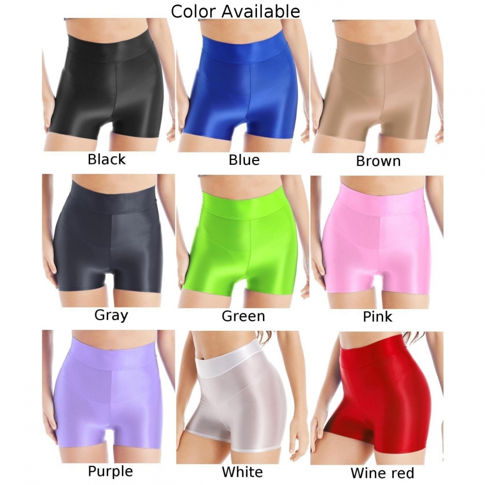 Quần Short Thể Thao Nữ Eo Cao Chất Liệu Bóng Gợi Cảm