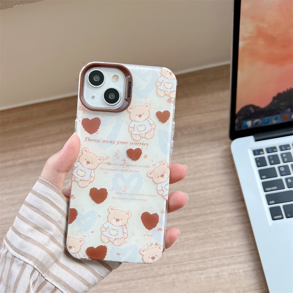 Ốp Điện Thoại TPU Mềm Trong Suốt Họa Tiết Gấu Hoạt Hình Hai Mặt Cho iPhone 14 13 12 11 Pro Max