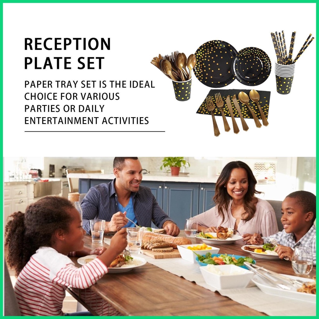 Bộ Đĩa Ăn Bằng Giấy Họa Tiết Chấm Bi Màu Vàng Tiện Dụng