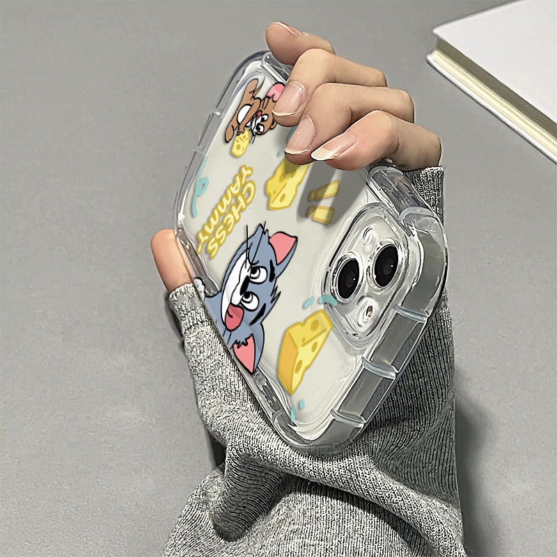 Ốp Điện Thoại Silicone Mềm Trong Suốt Chống Sốc In Hình Mèo Và Chuột Dễ Thương Cho IPhone 14 13 12 11 Pro Max XS X XR 8 + 7 Plus