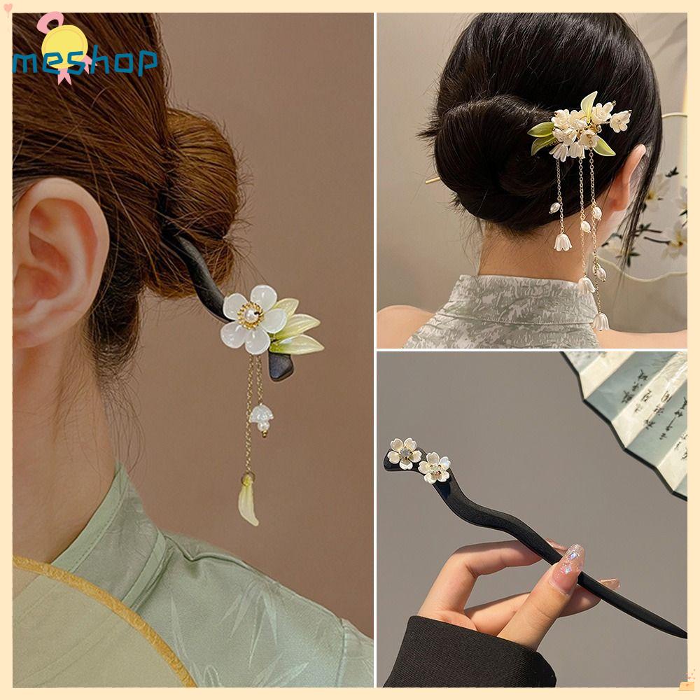 Trâm Cài Tóc Bằng Gỗ Phối Tua Rua Phong Cách Cổ Điển Thời Trang Cho Nữ