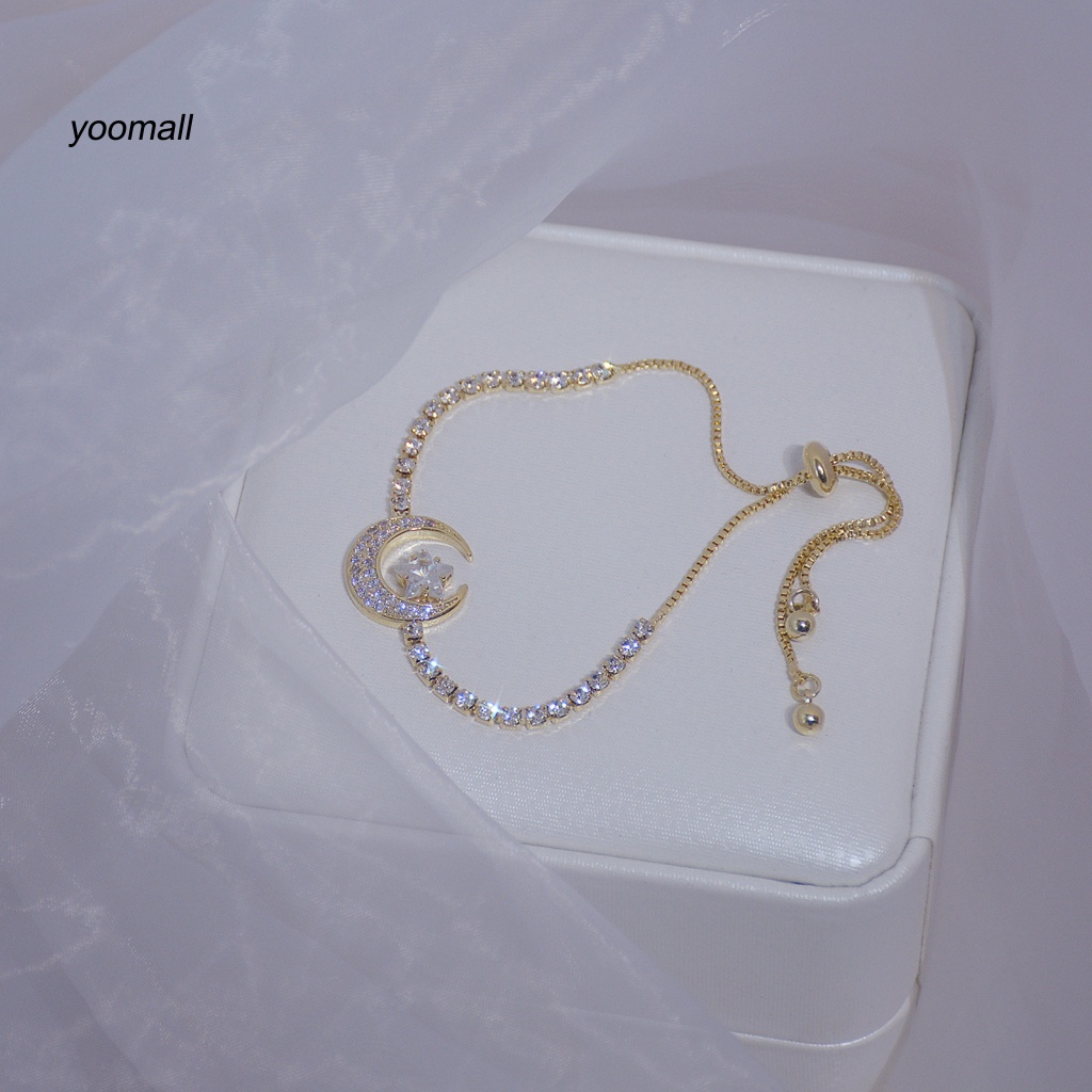 Vòng Tay Đính Đá Zircon Hình Ngôi Sao / Mặt Trăng Lấp Lánh Thời Trang