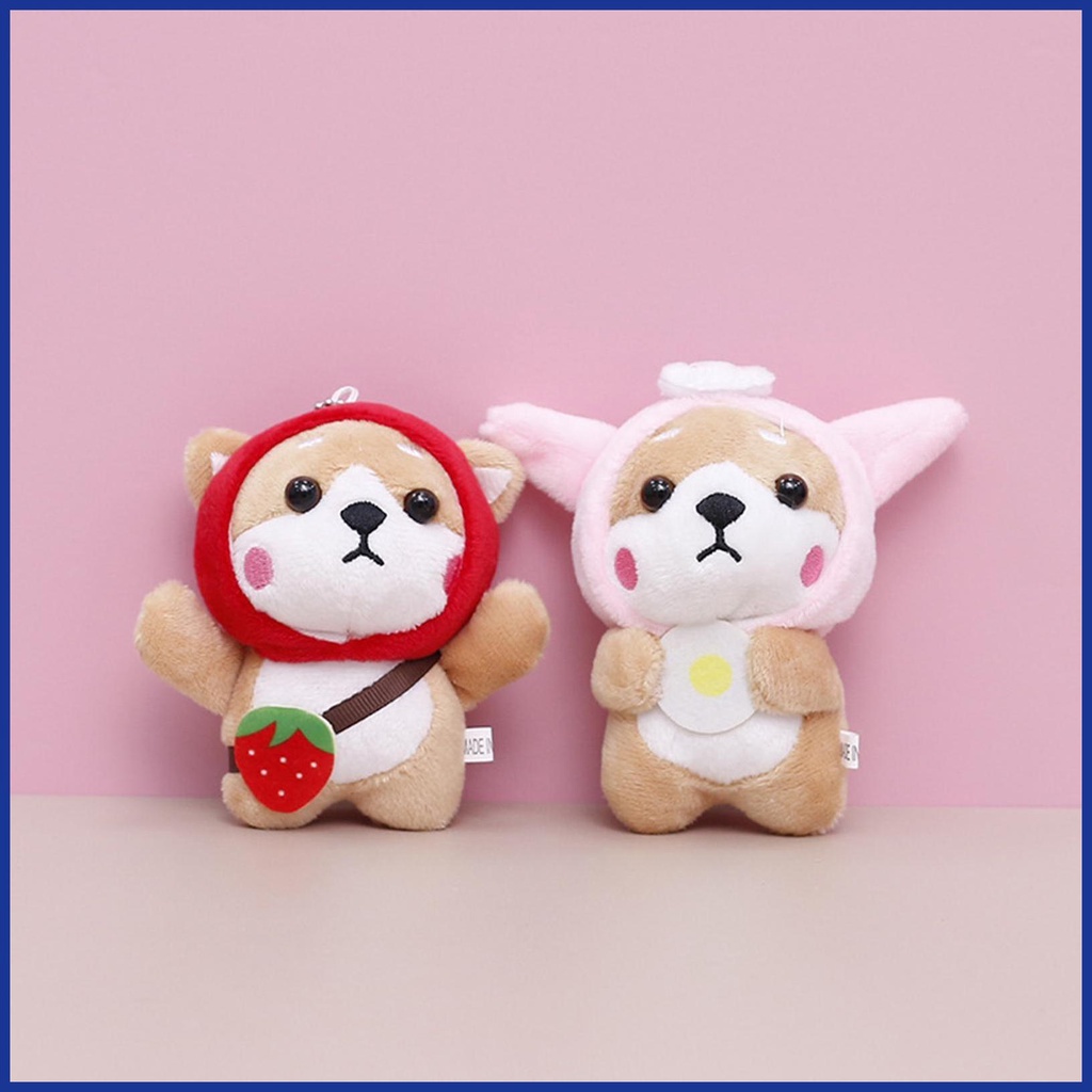 Móc Khóa Hình Chó Shiba Nhồi Bông Màu Sắc Tươi Sáng