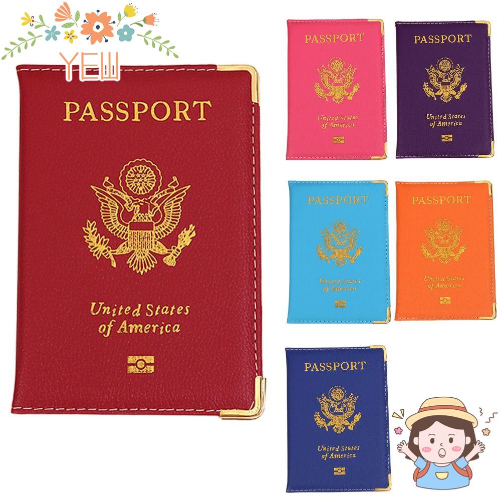 Vỏ Bọc Hộ Chiếu Bằng Da PU Màu Hồng Có Hoa Kỳ Dành Cho Bạn Nữ