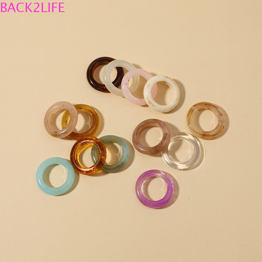 Set 2 Nhẫn Acrylic Kiểu Dáng Hình Học Phong Cách Vintage Thời Trang Cho Nữ