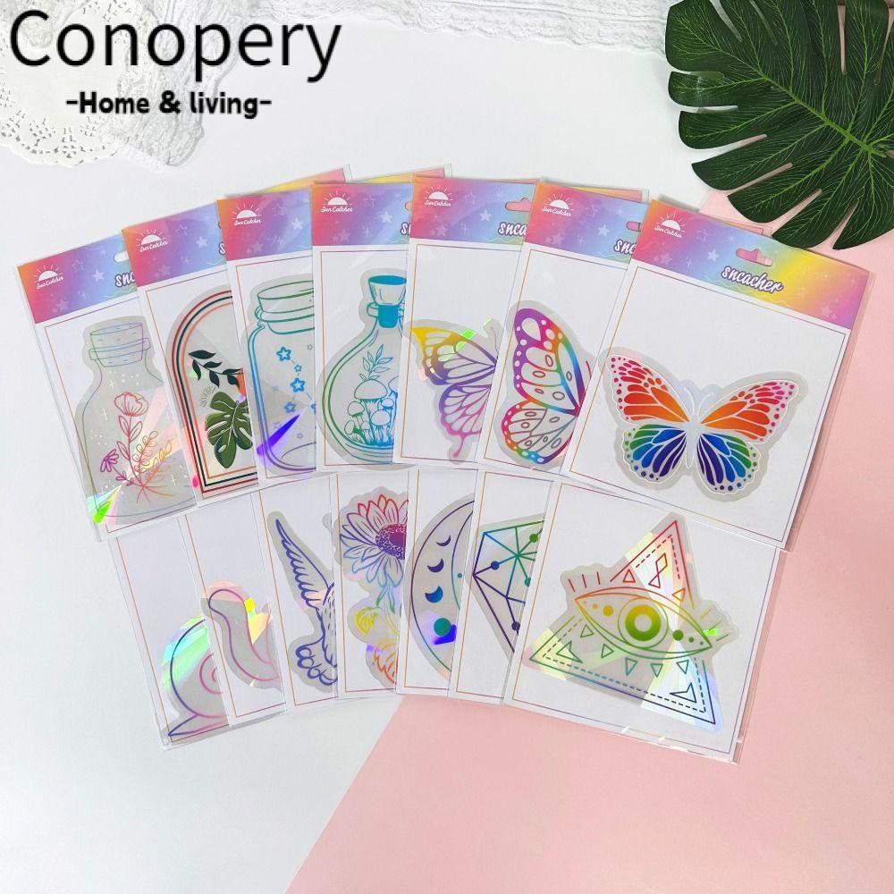 CONOPERY Miếng Dán Tĩnh Điện Hiệu Ứng Cầu Vồng Cho Cửa Sổ Chống Nắng