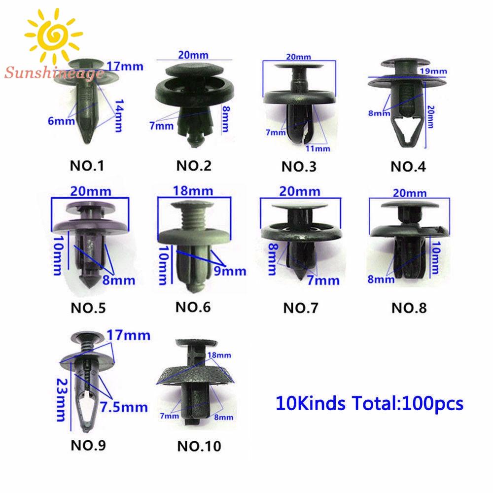 Set 100 Đinh Tán Nhựa Phụ Tùng Cho Xe Ô Tô