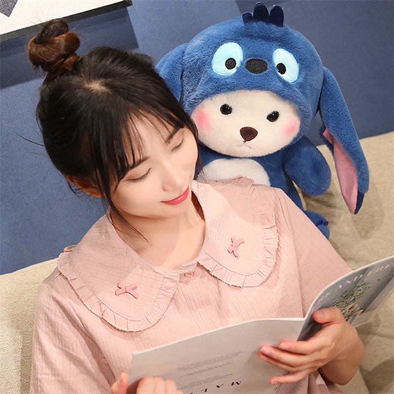 Gấu Bông Lena Cosplay Stitch Biến thành búp bê gấu Lena Gấu nổ Gấu bông dễ thương Mũ đồ chơi sang trọng cho trẻ em Có thể tháo rời