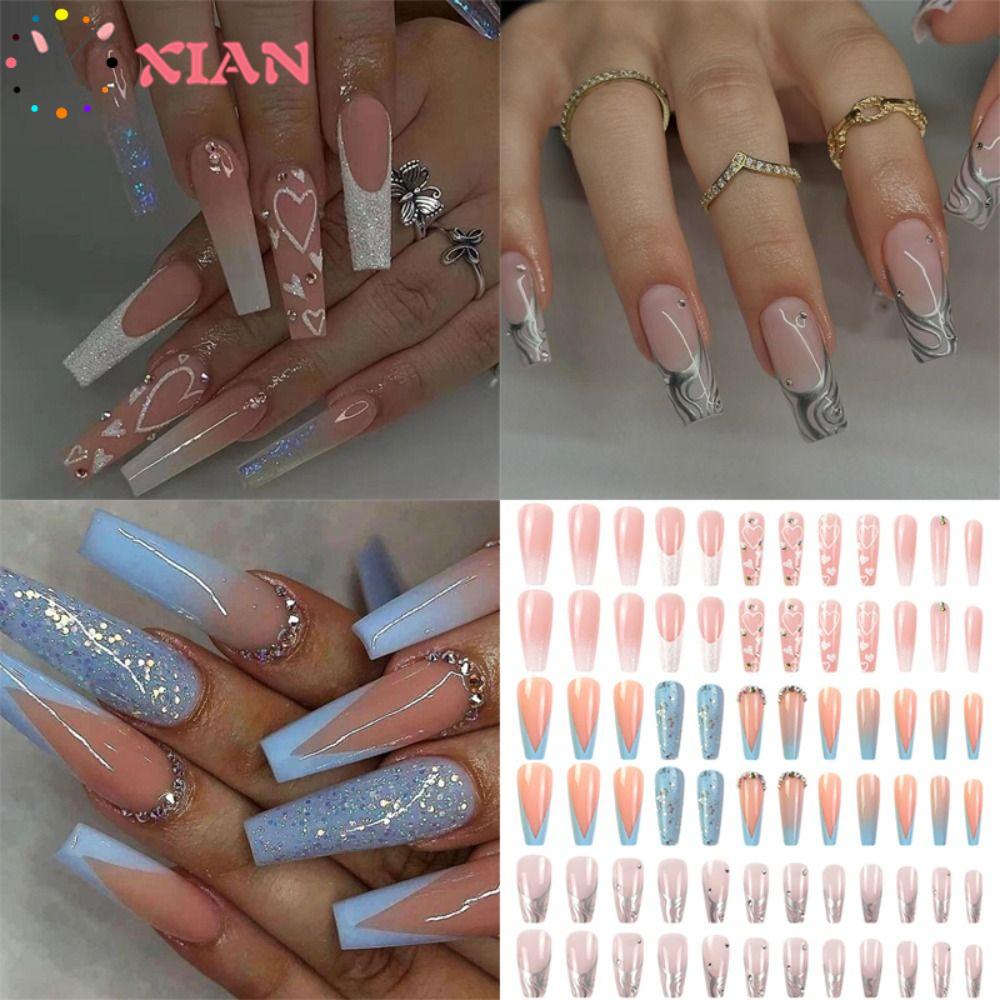 XIANTIN Móng Tay Giả Che Phủ Toàn Diện Thời Trang Cho Nữ
