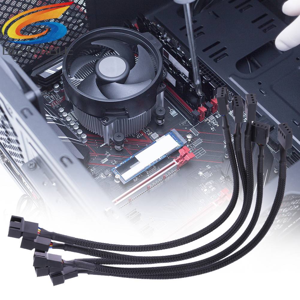 Set 5 Cáp Nối Dài Quạt Tản Nhiệt 4 Pin PWM 12in Cho Máy Tính