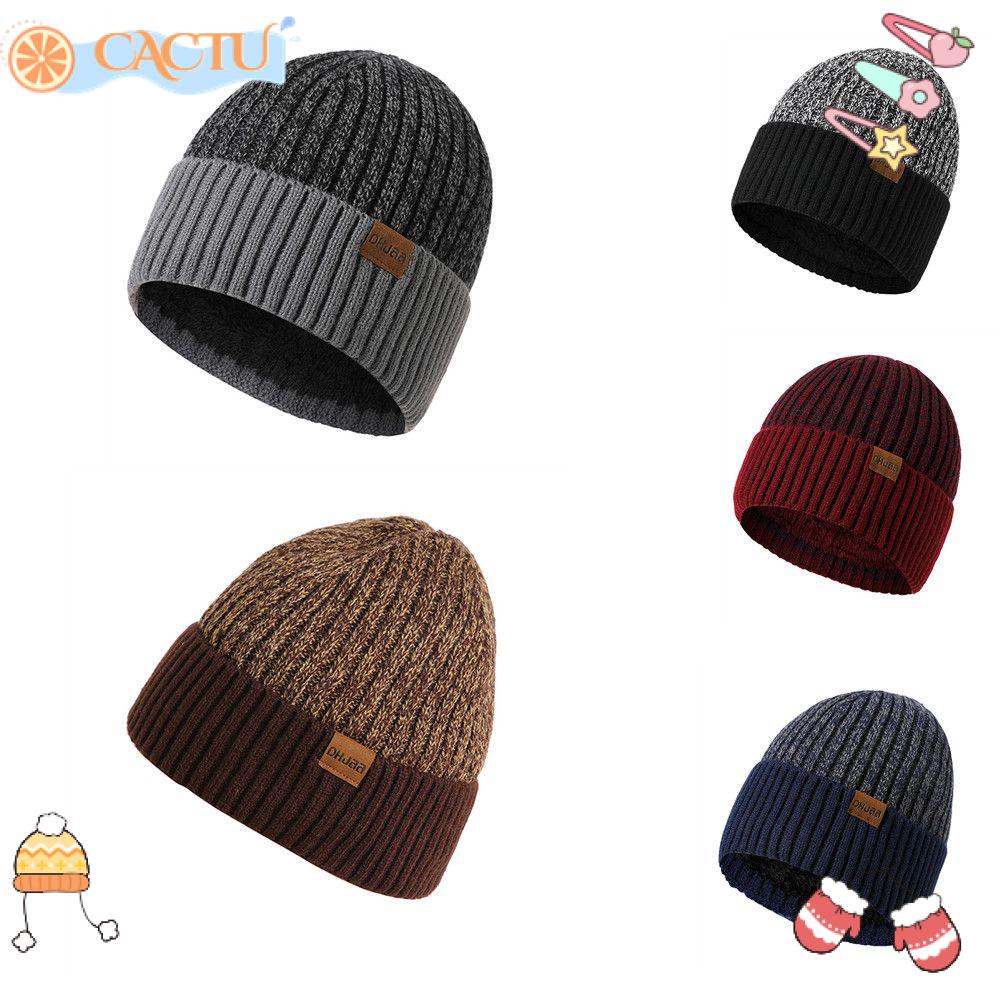 CACTU Mũ Beanie Dệt Kim Mềm Mại Hai Lớp Ấm Áp