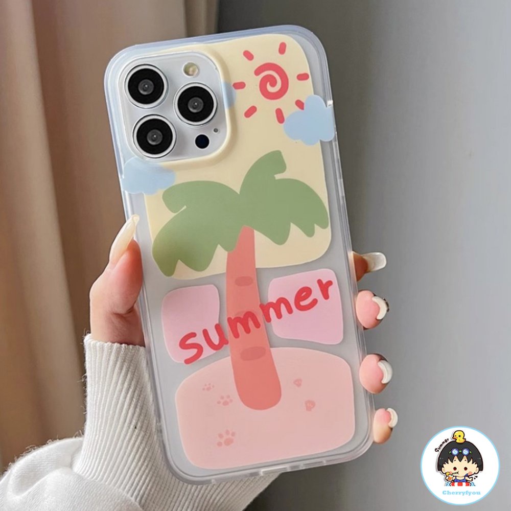 Ốp Điện Thoại TPU Mềm Siêu Mỏng Trong Suốt Họa Tiết Cây Dừa Cho IPhone 14 13 12 11 Pro Max X XR 8 7 Plus