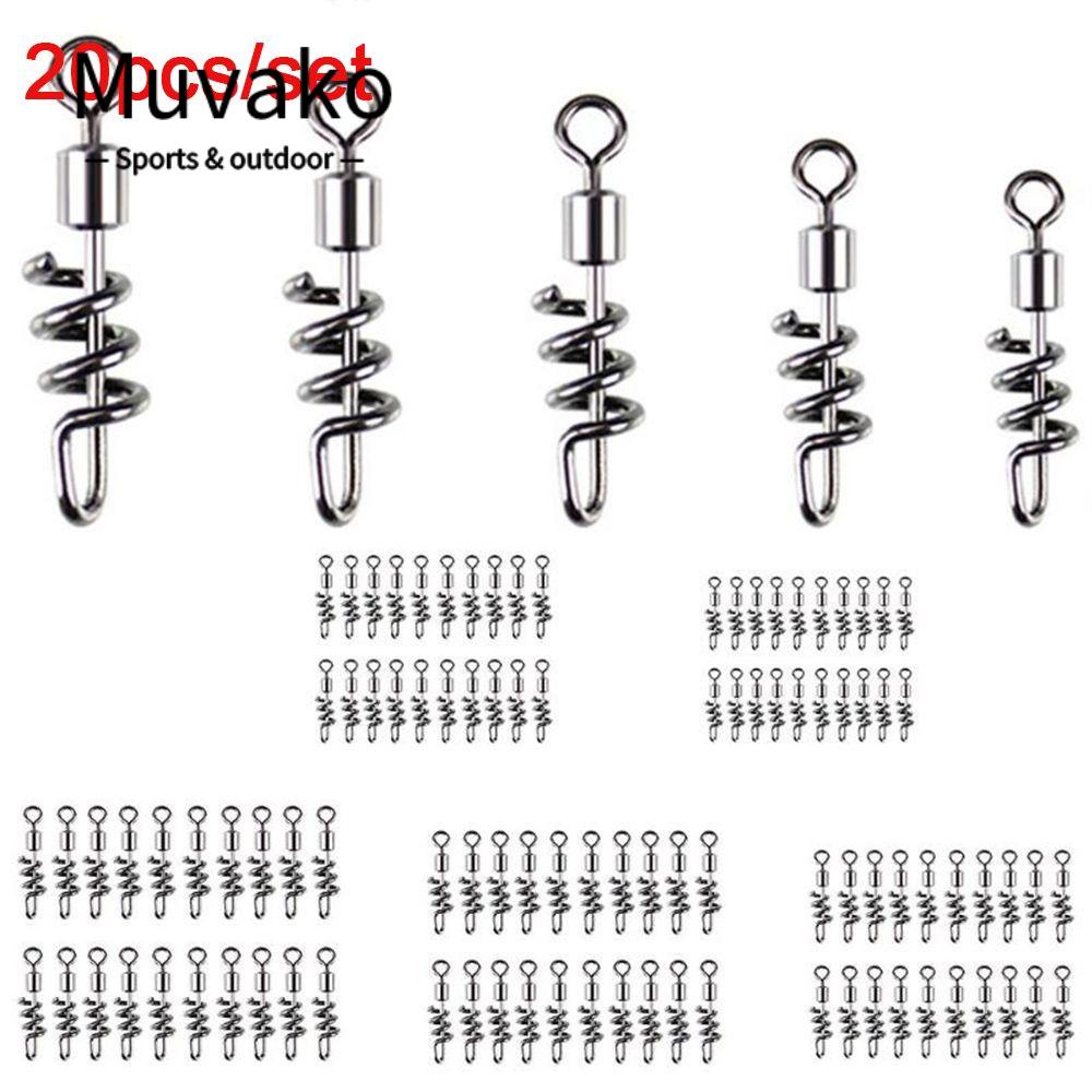 MUVAKO Bộ 20 Móc Nối Câu Cá Bằng Thép Không Gỉ Chất Lượng Cao
