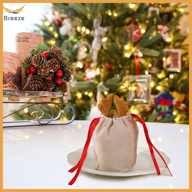 Set 10 Túi Đựng Kẹo Có Dây Rút Tái Sử Dụng Được Cho Dịp Halloween / Giáng Sinh