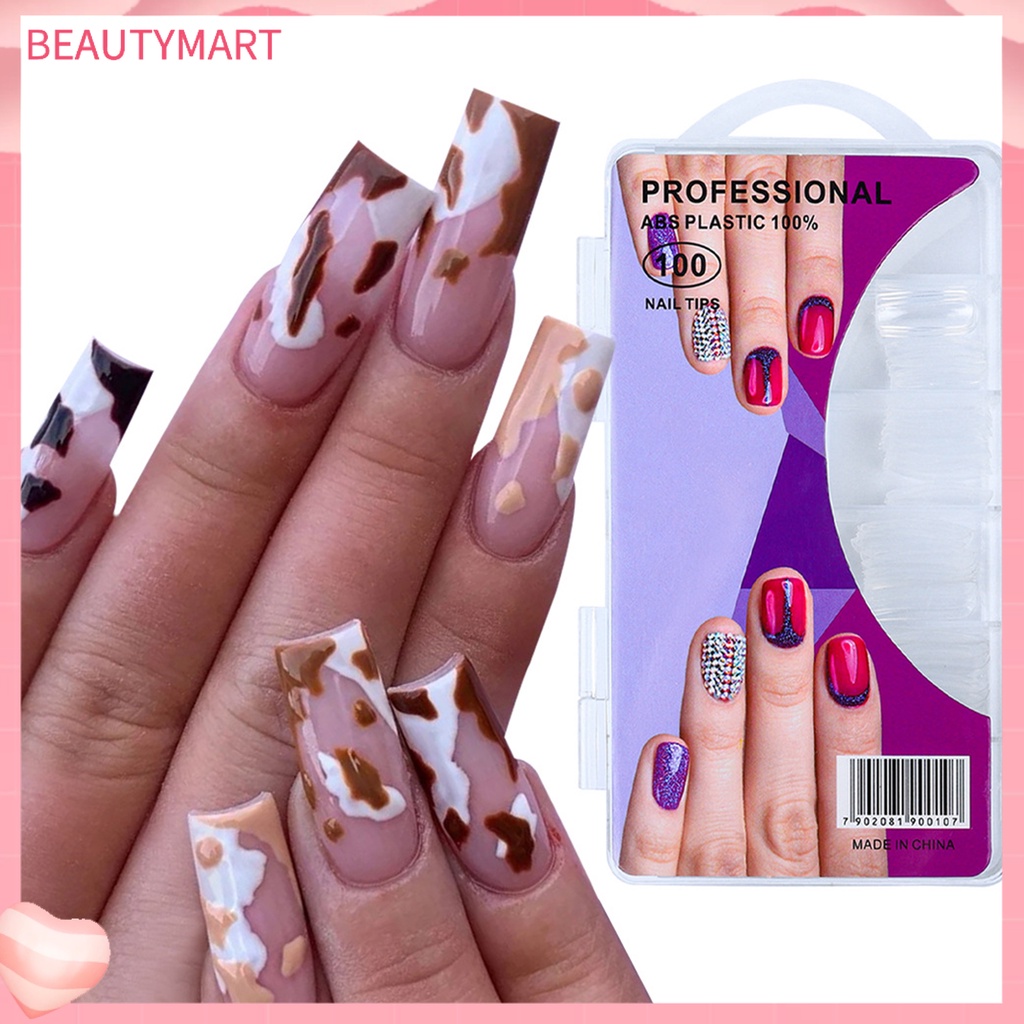 Bộ 100 Móng Tay Giả Trong Suốt Dùng Nối Dài Liền Mạch