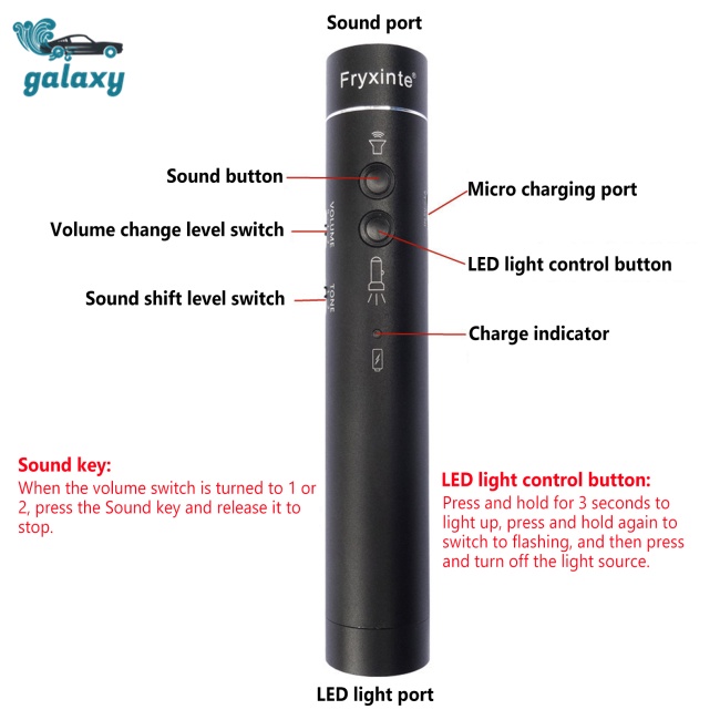 Galaxy Còi Điện Tử Bằng Hợp Kim Nhôm Độ Sáng Cao Có Thể Điều Chỉnh