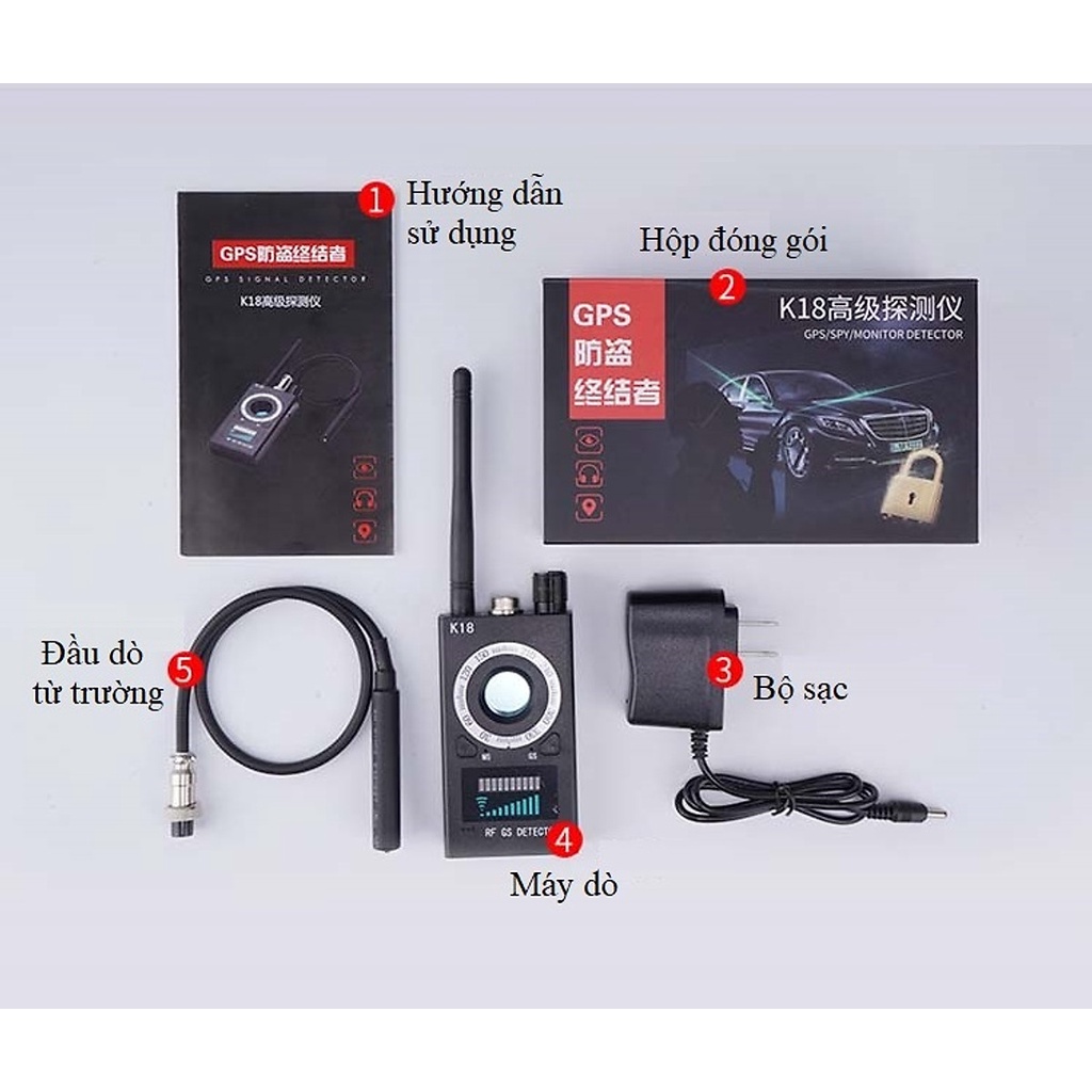 Máy dò K18 RE Detector cao cấp - Thiết bị phát hiện theo dõi K18 RF Detector