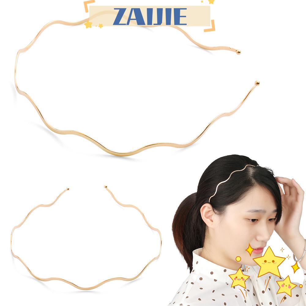 ZAIJIE24 Băng Đô Cài Tóc Bằng Kim Loại Mỏng Họa Tiết Hình Học Thanh Lịch Cho Cô Dâu