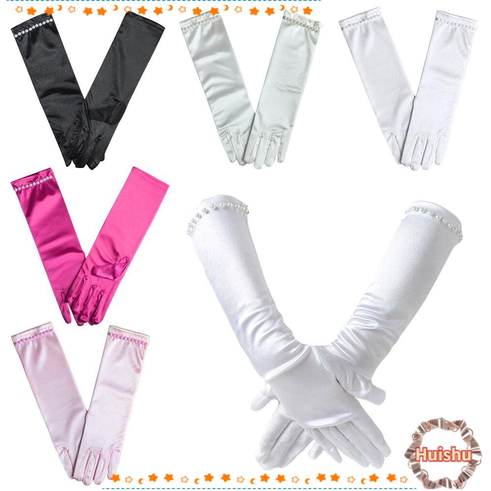 HS Găng Tay Công Chúa Vải Satin Đính Kim Sa Toàn Diện Cho Bé Gái