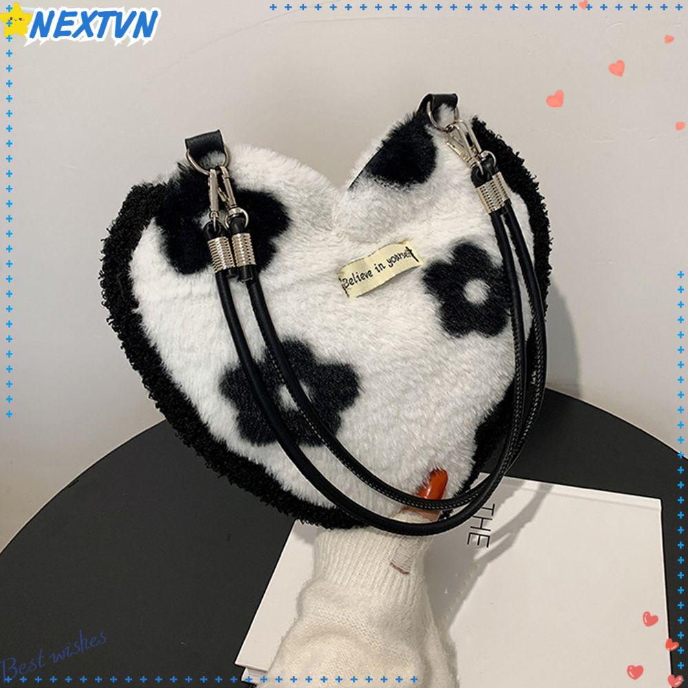 NEXTVN Túi Xách Lông Nhung Mềm Mại Họa Tiết Ngựa Vằn