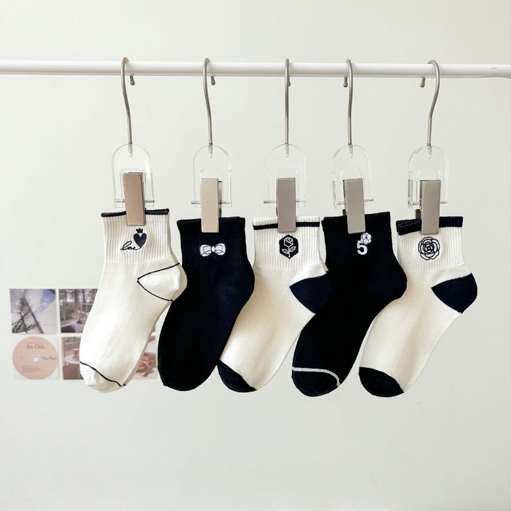 Vớ Cotton Cổ Thấp Thêu Họa Tiết Thời Trang Xuân Hè Thu Cho Nữ