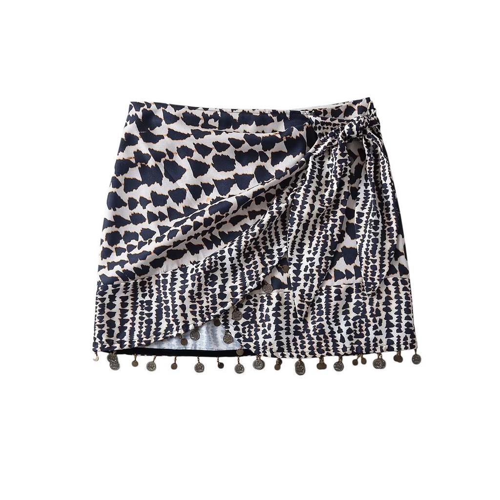 Uibey Chân Váy Dài Lưng Cao In Họa Tiết Đính Hạt Xinh Xắn 3063