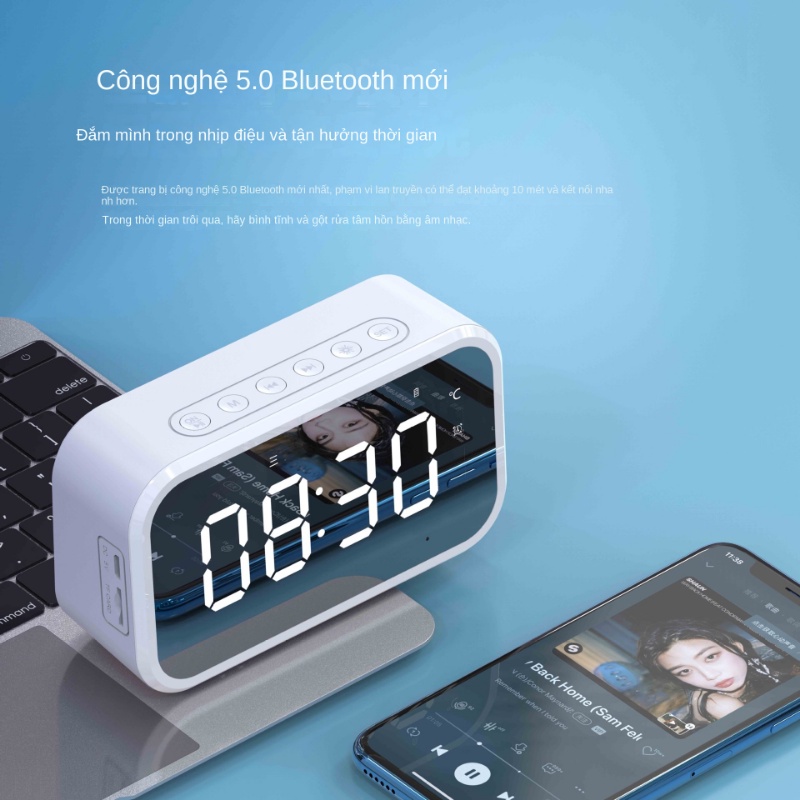 Loa Bluetooth , Loa Mini Không Dây Nghe Nhạc Làm đèn Ngủ Màn Hình Soi Gương