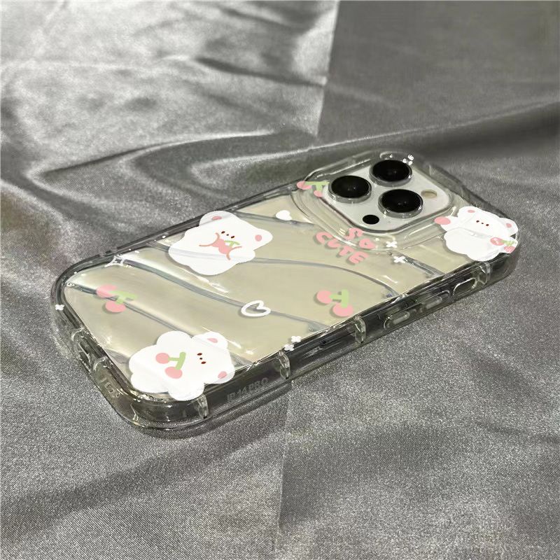 Ốp Điện Thoại Mềm Trong Suốt In Hình Gấu Và Cherry Cho Iphone 711 / plus / xrsins 8 Iphone14Promax / 1312