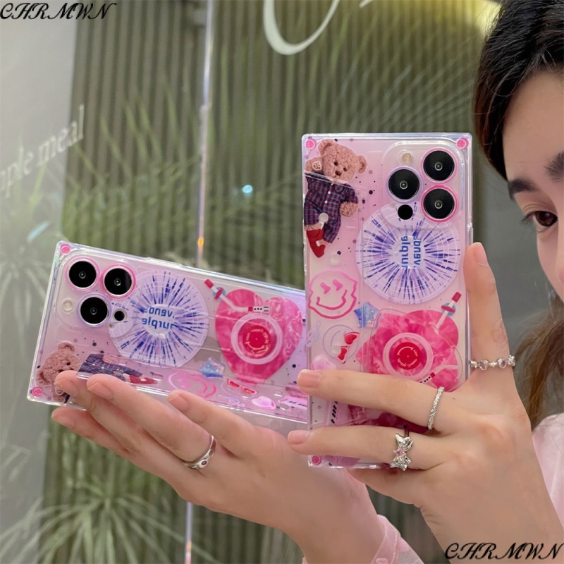 Ốp Điện Thoại Hình Băng Cát Xét Mặt Cười Màu Hồng Có Giá Đỡ Sáng Tạo Cho iPhone1211 13 14pro cdmax