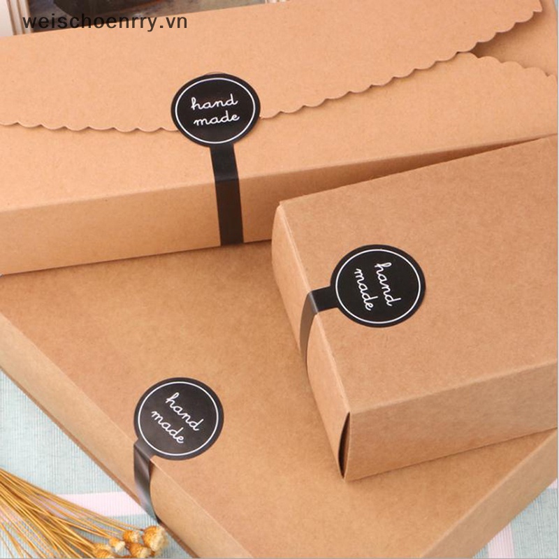 Set 100 Nhãn Dán Dài Bằng Giấy Kraft Trang Trí Túi Bánh Thủ Công