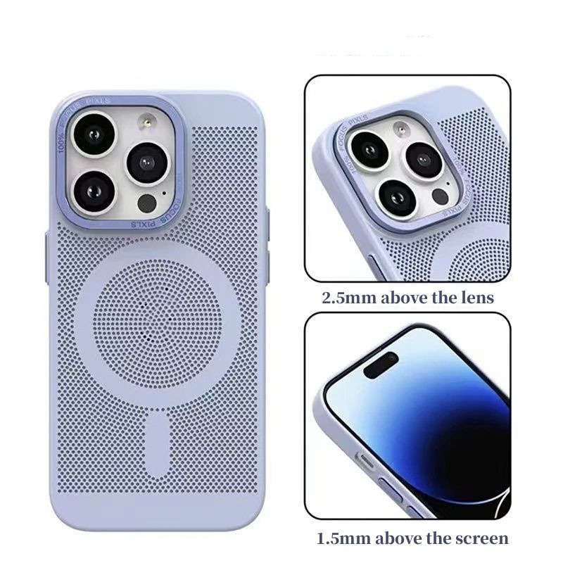 Ốp Điện Thoại Kim Loại Hít Nam Châm Tản Nhiệt Thoáng Khí Màu Kẹo Cho IPhone 14 Plus 13 12 11 Pro Max