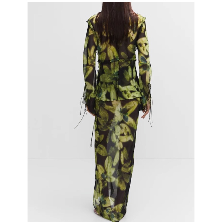 Áo Sơ Mi Zara 23 Phong Cách Pháp Eo Hẹp + Chân Váy Eo Cao Dáng Ôm Thời Trang Mùa Hè