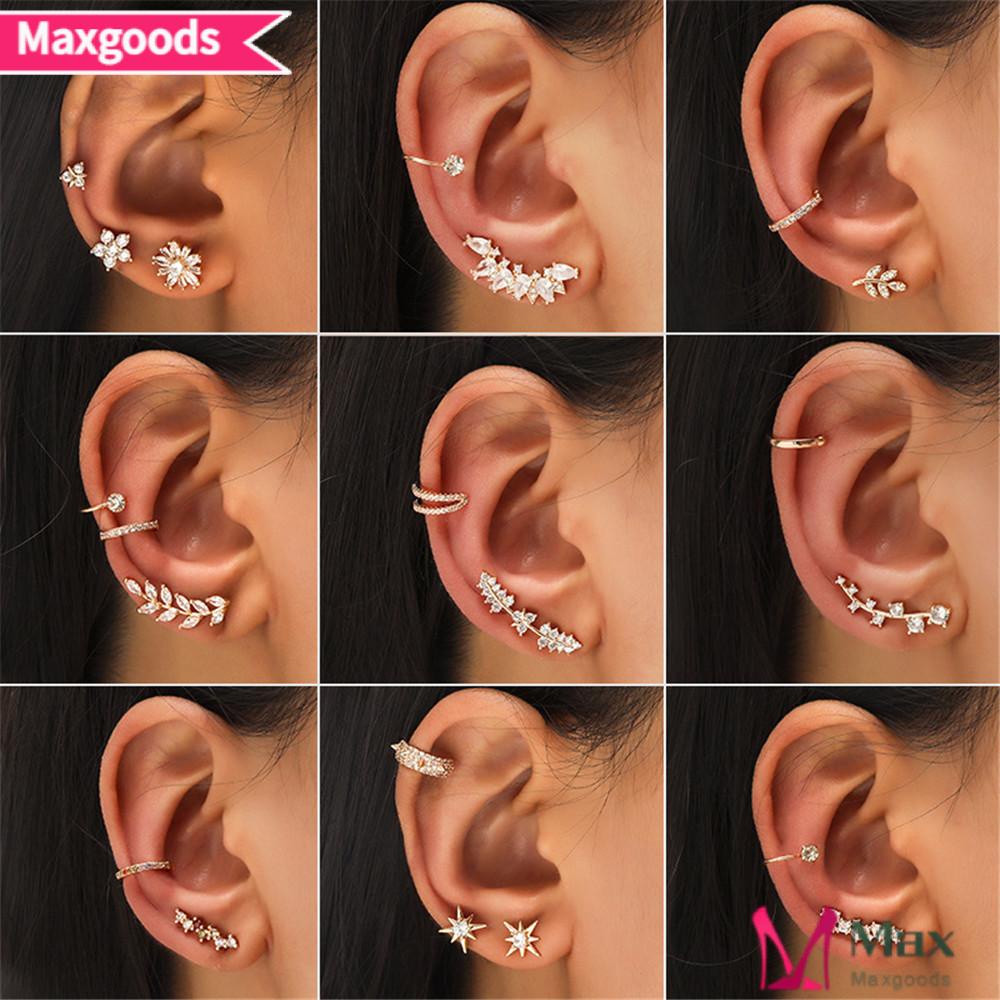 MAXG Khuyên Vành Tai Đính Đá Chất Liệu Hợp Kim