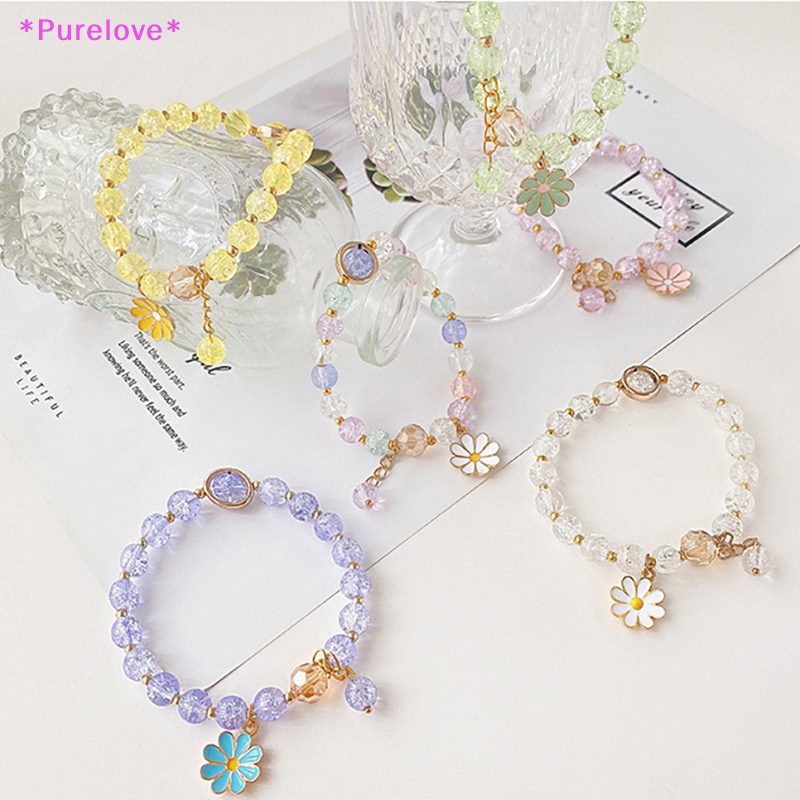 Vòng Tay Chuỗi Hạt Pha Lê Nhiều Màu Hình Hoa Cúc Thời Trang Cho Nữ Mới