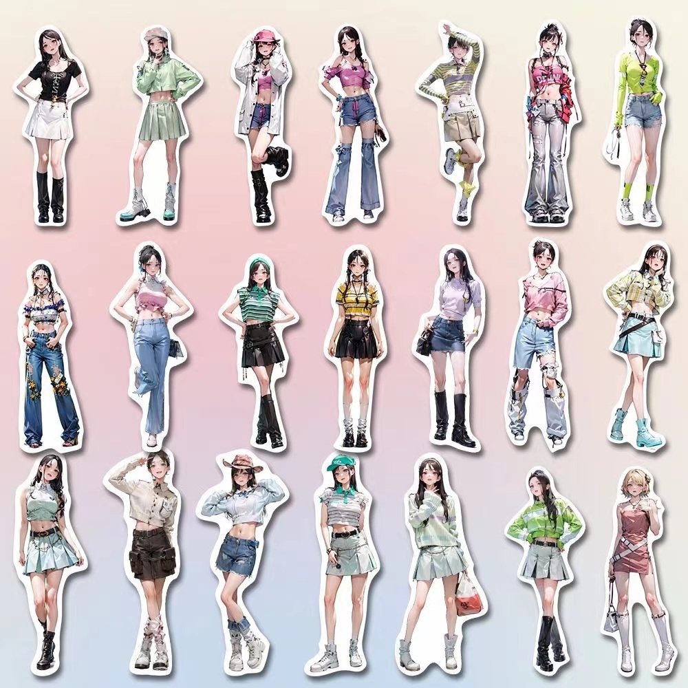 Bộ 57 Miếng Dán Hình Cô Gái anime Dễ Thương Chống Thấm Nước