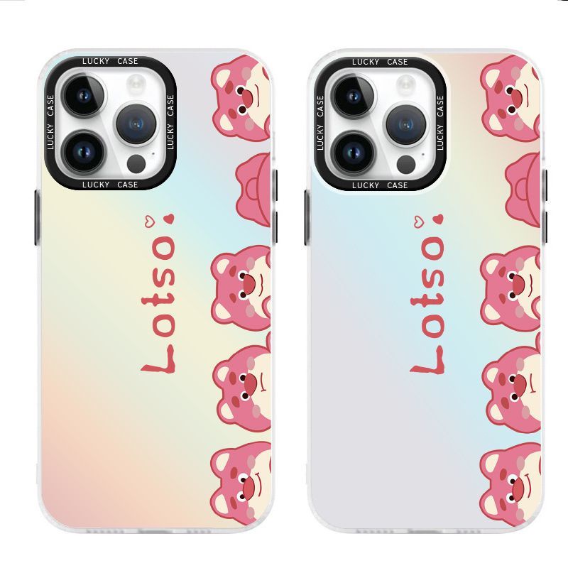 Ốp Điện Thoại Màu Laser Họa Tiết Gấu / Dâu Tây Dễ Thương Cho Iphonexr128Plus 1314 Promax