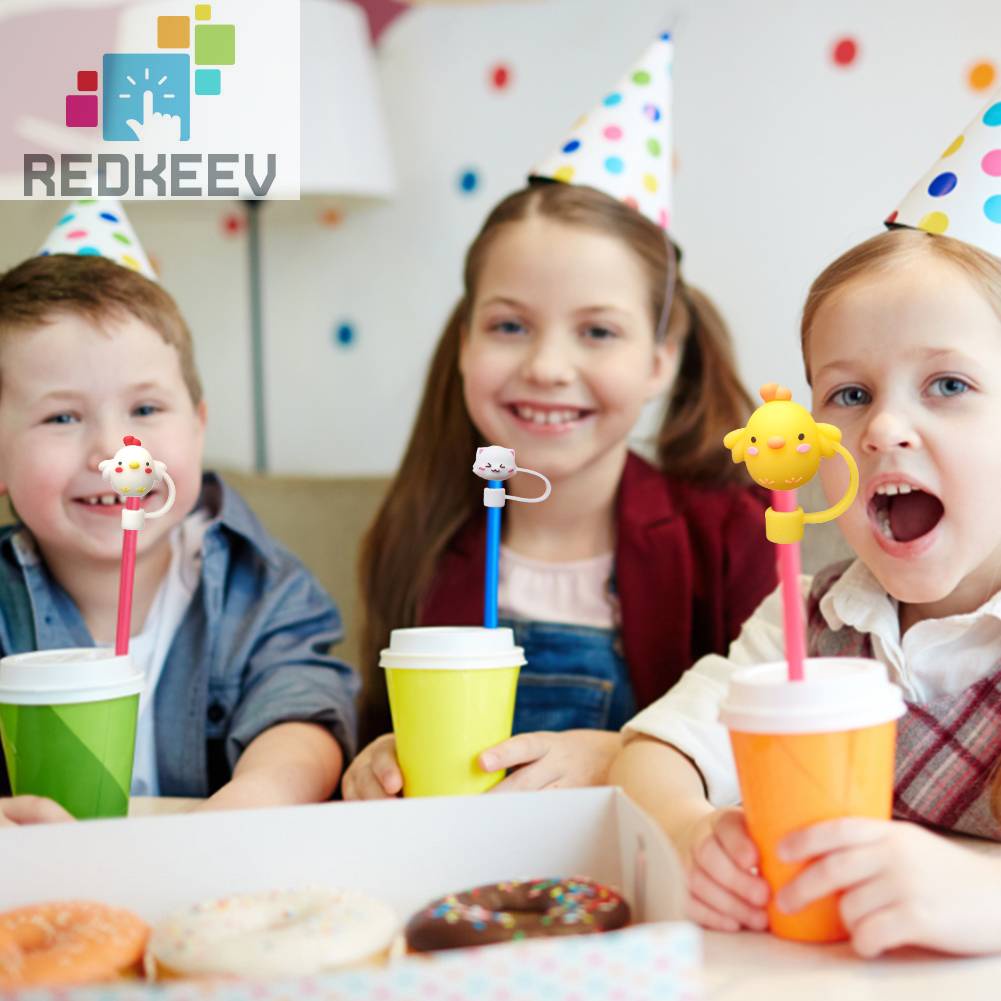 Nắp Đậy Ống Hút Bằng Silicon Họa Tiết Hoạt Hình Dễ Thương Kích Thước 6-8mm