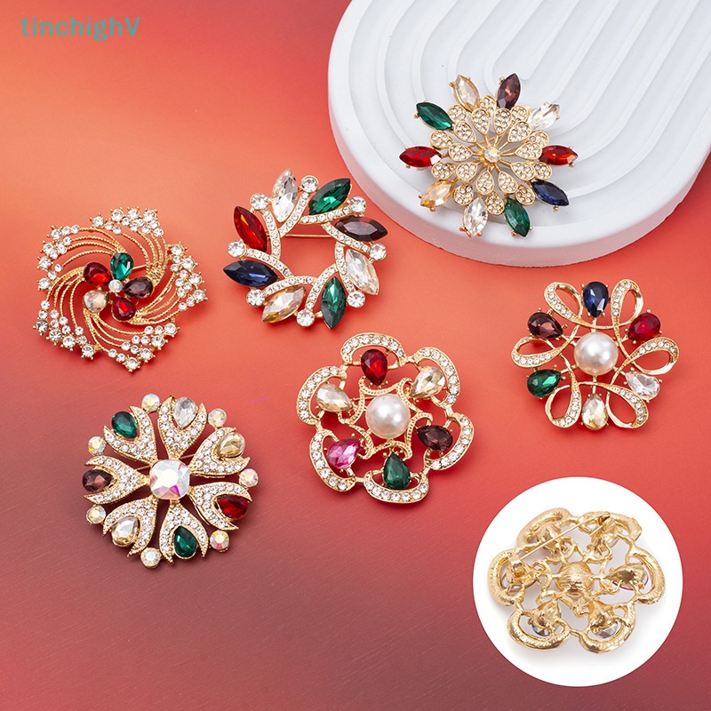 Ghim Cài Áo Hình Hoa Đính Đá Nhiều Màu Sắc Phong Cách Hàn Quốc