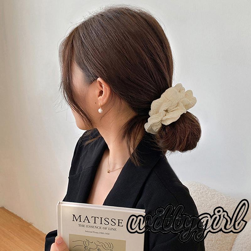 Dây Cột Tóc Co Giãn Màu Trơn Ngọt Ngào Cho Nữ