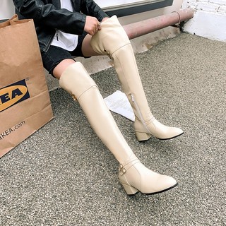 Giày Bốt Da Cổ Cao Thời Trang Dành Cho Nữ / Size 34-48