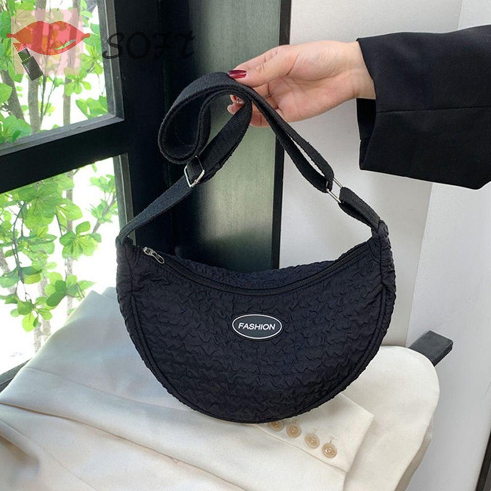 SOFTNESS Túi Đeo Vai / Đeo Dưới Cánh Tay Cỡ Lớn Màu Trơn Chất Liệu Mềm Mại Thời Trang Cho Học Sinh