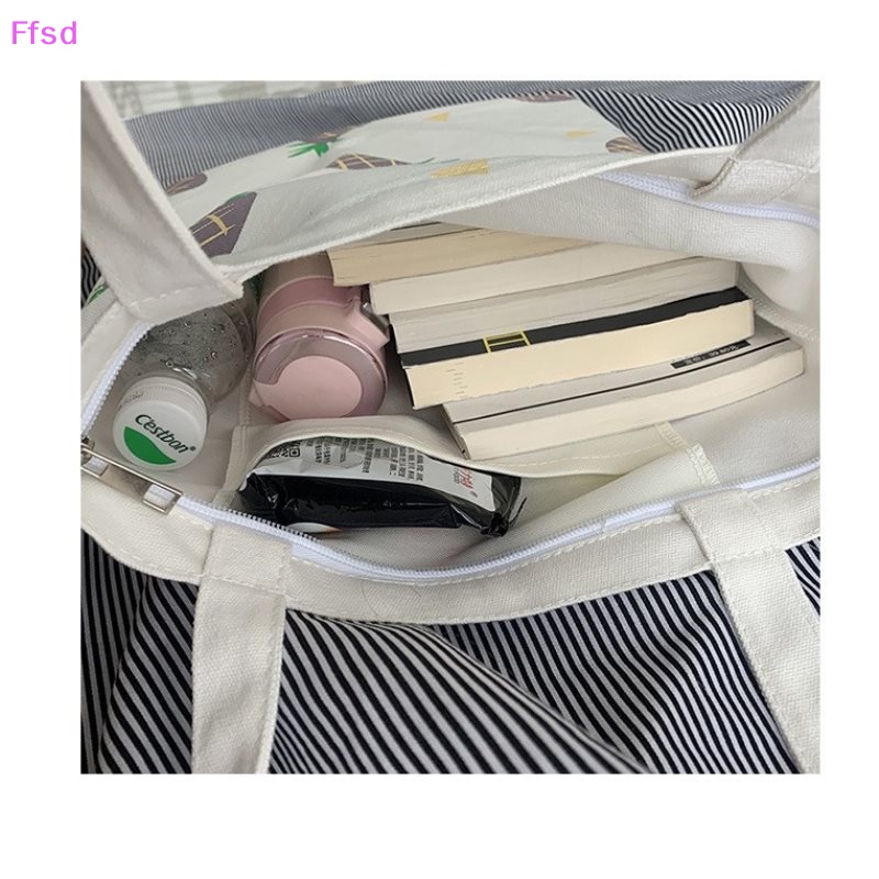{Ffsd} Túi Đeo Vai Canvas Sức Chứa Lớn Phong Cách Harajuku Vintage Vui Nhộn Thời Trang Cho Nữ * Bán Chạy