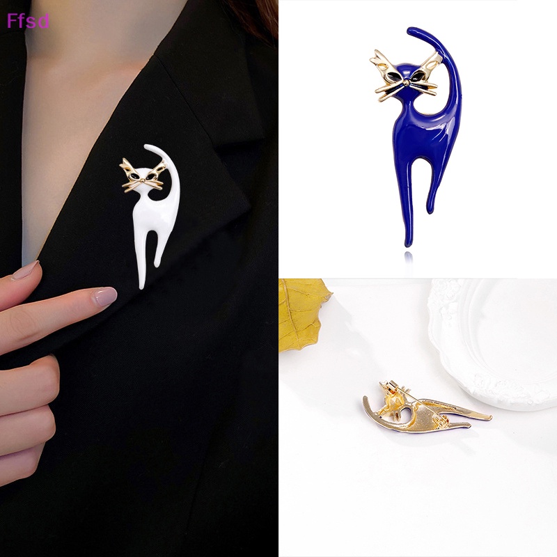 {Ffsd} Trâm Cài Áo Khoác Bằng Hợp Kim Tráng Men Hình Mèo Thời Trang Làm Quà Tặng Cho Nữ